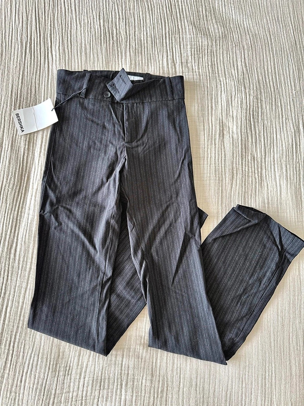 Bershka Striped Bootcut Pants in Gray NWT